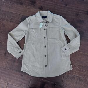 NEW Talbots Women's XS Shirt‎ Jacket Tan Brown Beige Textured Shacket